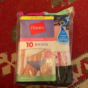 Hanes cotton bikinis tagless size 5/S pack of 10